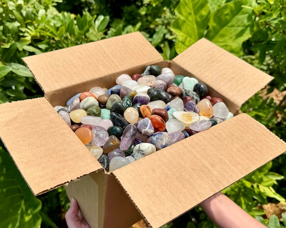 CRAZY CHEAP Huge Box of Medium Assorted Tumbled Stones - WHOLESALE Bulk Value of Mixed Tumbled Crystals ('A' Grade Premium Quality)