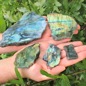 Natural Labradorite Slabs, 1&quot; - 6&quot; Choose Size! (&#39;A&#39; Grade Display Specimens, Polished Labradorite Slices With Beautiful Flash)