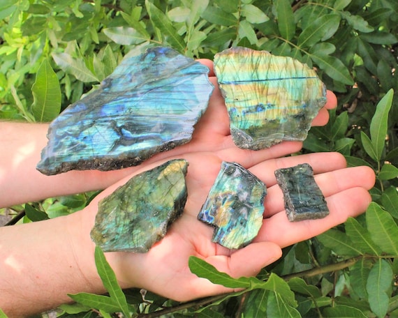 Natural Labradorite Slabs, 1" - 6" Choose Size! ('A' Grade Display Specimens, Polished Labradorite Slices With Beautiful Flash)