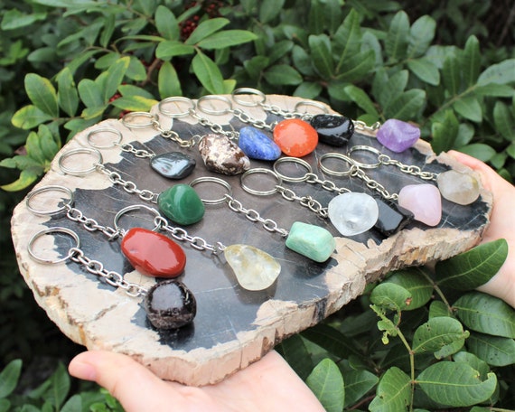 Tumbled Stone Crystal Keychains Choose Your Gemstone! (premium