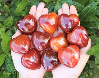 LARGE Carnelian Heart Crystals, 1.5 - 1.75" (Polished Carnelian)