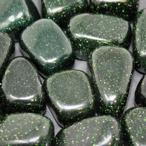 Piedras rodadas de Goldstone verde: Elija onzas o libras en lotes al por mayor (cristales de Goldstone de grado 'A').