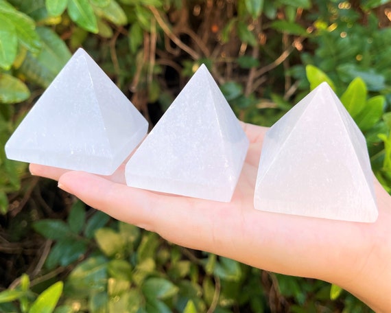 White Selenite Crystal Pyramid, 1.5" Tall: Choose How Many (Protection Crystal, Selenite Pyramid, Selenite Crystal, Crystal Pyramid)
