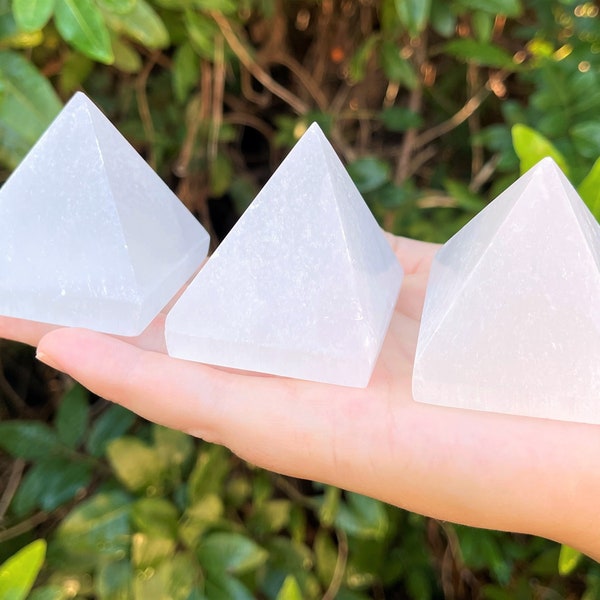 Selenite Crystal Pyramids, 1.5" Tall - Choose How Many ('A' Grade Polished Selenite Pyramid)