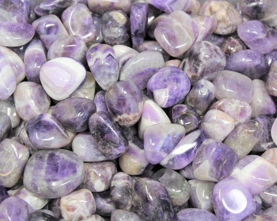 Chevron Amethyst Tumbled Stones: Choose Ounces or lb Bulk Wholesale Lots (Premium Quality 'A' Grade)
