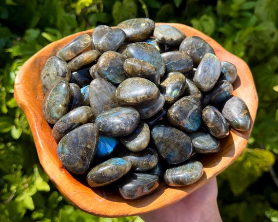 LARGE Labradorite Tumbled Stones: Choose Ounces or lb Wholesale Bulk Lots ('A' Grade Labradorite Crystals)
