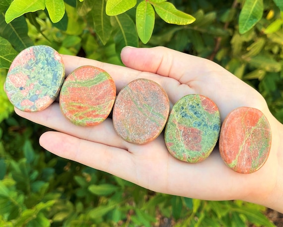 Unakite Worry Stone - Choose How Many (Smooth Polished Worry Stone, Unakite Pocket Palm Stone, Gemstone Pocket Stone)