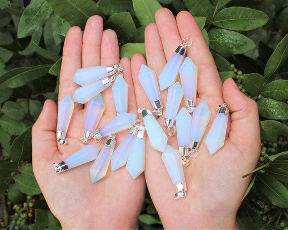 Opalite Diamond Shaped Pendant with Bail - Choose How Many ('AAA' Quality Opalite Jewelry, Opalite Crystal Pendant, Necklace)