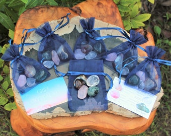 Grief Crystal Kit, 4 pcs In Organza Pouch - Most Popular Tumbled Crystal Gift Kits (Chakra Protection Healing Sets)