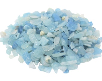 Aquamarine Semi Tumbled Gemstone Mini Chips 3 - 13 mm: Choose Ounces or lb Loose Wholesale Bulk Lots ('AAA' Grade Aquamarine Crystal Chips)