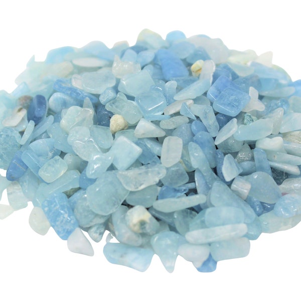 Aquamarine Semi Tumbled Gemstone Mini Chips 6 - 8 mm: Choose Ounces or lb Loose Wholesale Bulk Lots ('A' Grade, Aquamarine Chips)