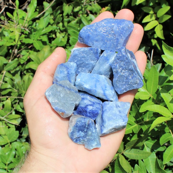 Rough Blue Quartz Stones: Choose How Many Pieces (Premium Quality 'A' Grade)