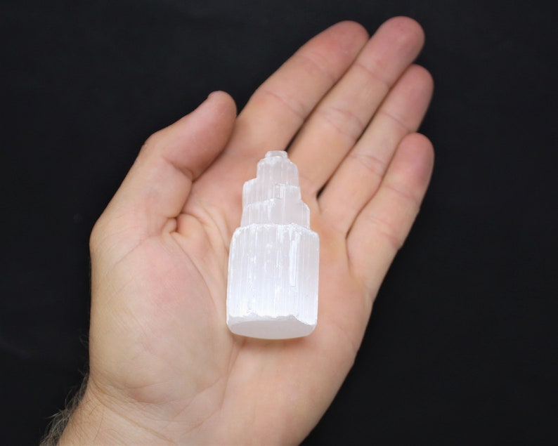 4 Selenite Towers & 4 Extra Grade Black Tourmaline Logs - Full Home Protection Crystal Kit image 6