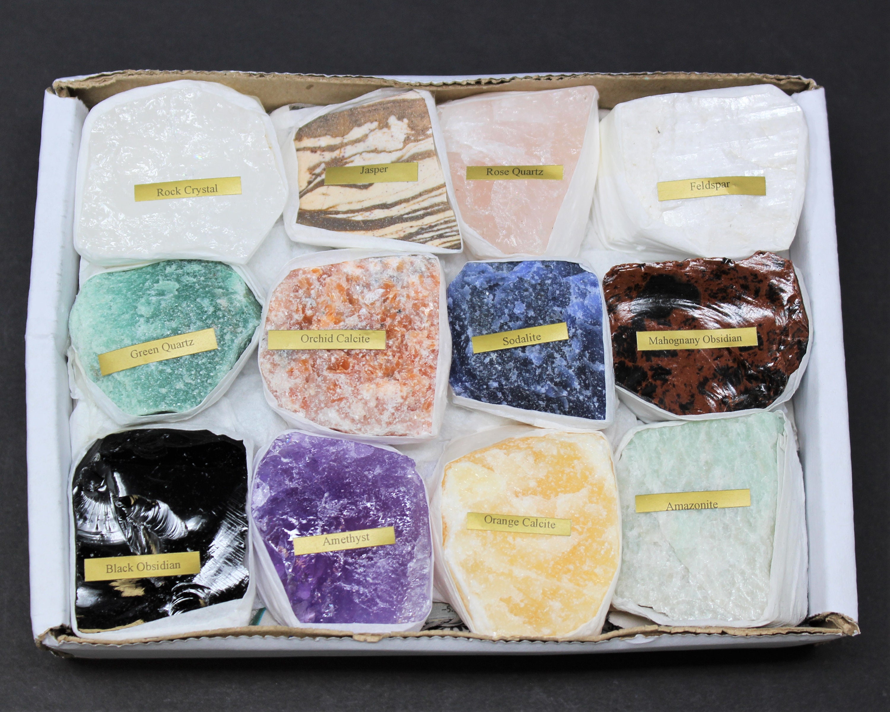 Natural Rough Stone Specimens 12 Piece Box Lot (Wholesale Bulk AAA