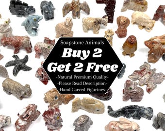 Soapstone Animal Carvings - BUY 2 GET 2 FREE - Hand Carved Animal Figurines Huge Selection!