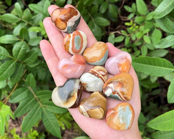 Polychrome Jasper Heart 1 - 1.25": Choose How Many ('A' Grade Premium Quality Polychrome Jasper Crystal Hearts, Desert Jasper Heart)