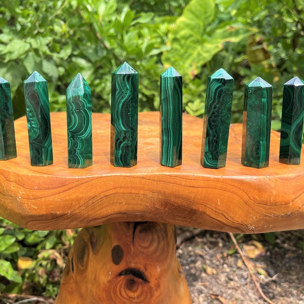 Small Natural Malachite Obelisks - Choose Size (Genuine 'A' Grade Malachite Crystal Obelisks, Polished Malachite Tower, Home Decor)