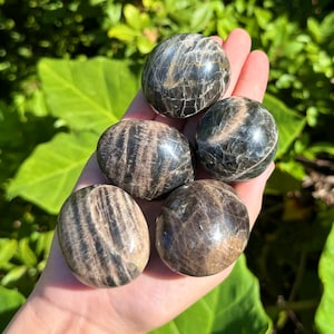 Black Moonstone Hand Polished Stones: Choose How Many (&#39;A&#39; Grade Black Moonstone Pebbles, Black Moonstone Palm Stone)
