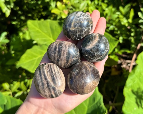 Black Moonstone Hand Polished Stones: Choose How Many ('A' Grade Black Moonstone Pebbles, Black Moonstone Palm Stone)