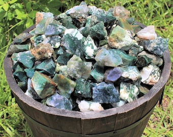 Moss Agate Rough Natural Stones: Choose Ounces or lb Bulk Wholesale Lots (Premium Quality 'A' Grade)