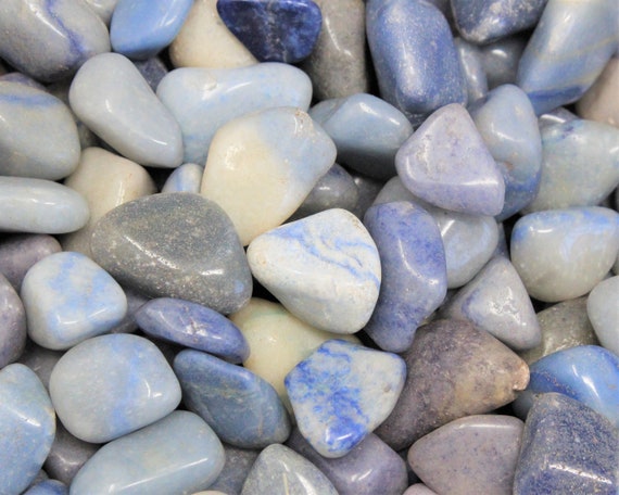 Blue Quartz Tumbled Stones: Choose Ounces or lb Bulk Wholesale Lots (Premium Quality 'A' Grade)