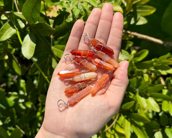 Carnelian Wire Wrapped Point Pendant / Necklace (Carnelian Point Pendant, Crystal Pendant, Wire Wrapped Carnelian Necklace)