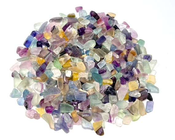 Rainbow Fluorite Semi Tumbled Gemstone Mini Chips 5 - 15 mm: Choose Ounces or lb Loose Wholesale Bulk Lots (Rainbow Fluorite Chips)