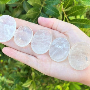 Clear Quartz Worry Stone - Choose How Many (Smooth Polished Worry Stone, Clear Quartz Palm Stone, Gemstone Pocket Stone)