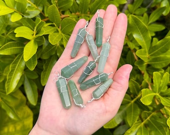 Green Aventurine Wire Wrapped Point Pendant / Necklace (Green Quartz Jewelry, Crafts & Gemstones)