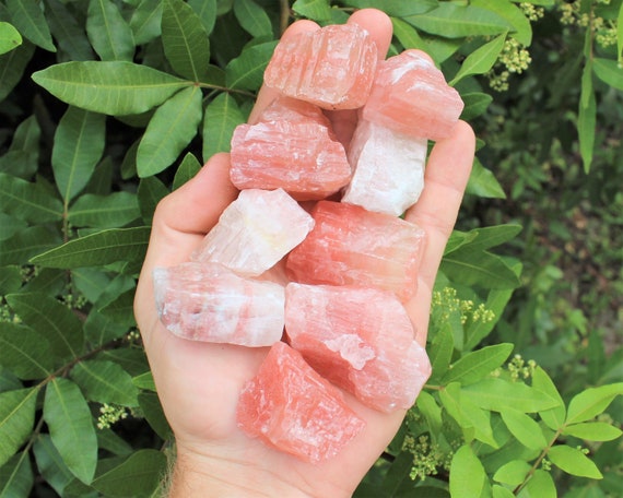 Strawberry Calcite Rough Natural Stones: Choose How Many (Premium Quality 'A' Grade Strawberry Calcite Crystals)