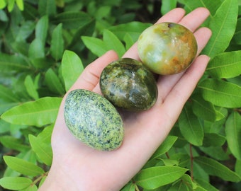 Green Opal Hand Polished Stones, CLEARANCE: Choose How Many ('B' Grade Green Opal Pebbles, Green Opal Palm Stones)