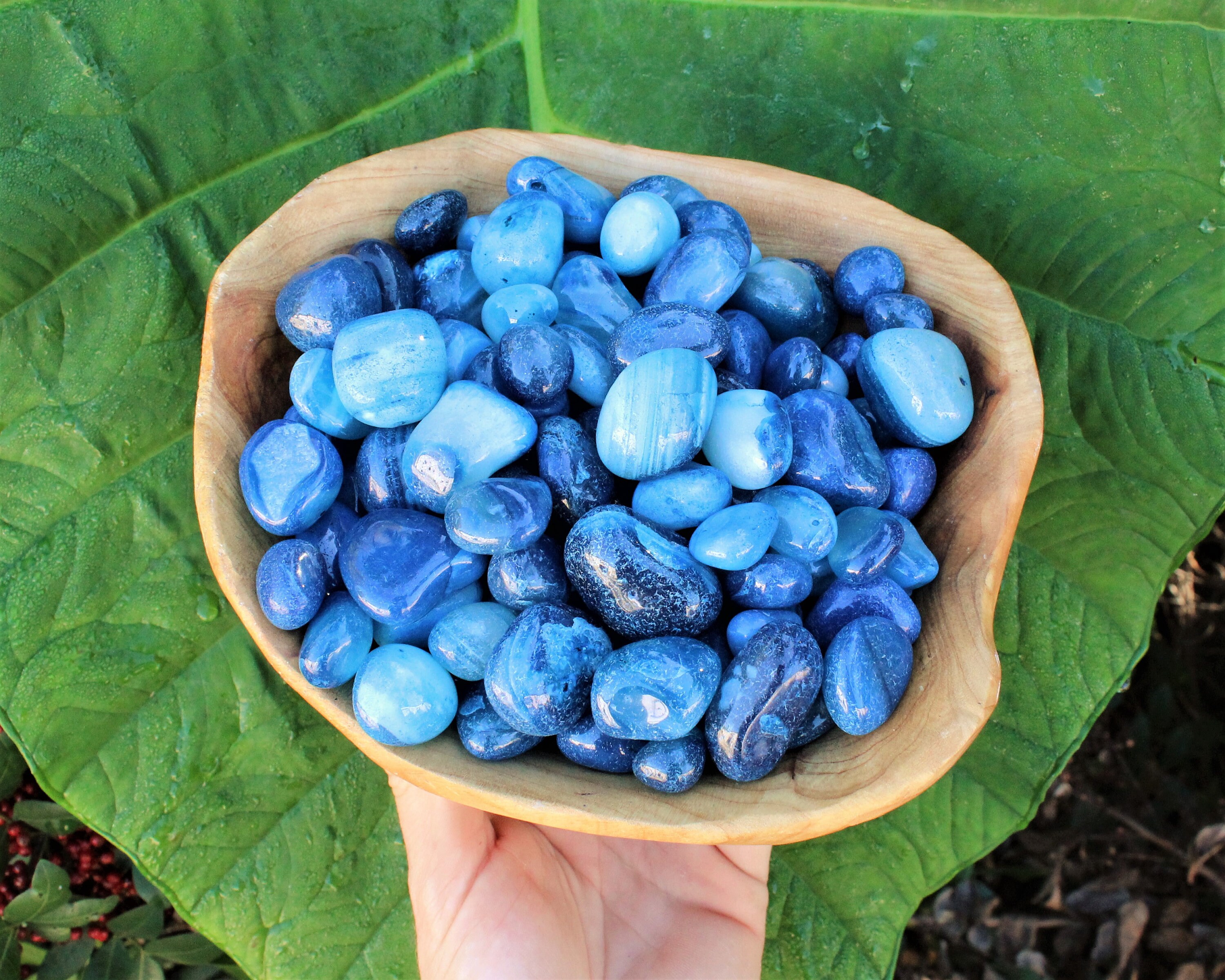 Blue Onyx Tumbled Stones Choose 2 oz, 4 oz, 8 oz or 1 lb Bulk Lots (Tumbled Blue Onyx, Polished