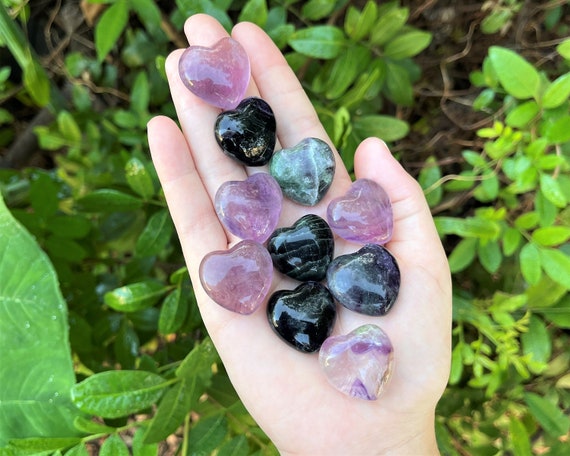 Fluorite Heart 1": Choose How Many ('A' Grade Premium Quality Rainbow Fluorite Crystal Hearts)