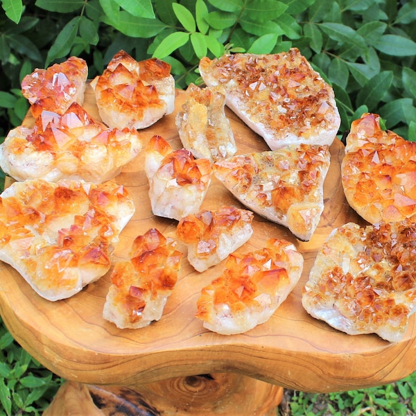 Citrine Crystal Clusters, 'A' Quality Citrine Crystals - Choose Size (Vibrant Raw Citrine Druze From Brazil)