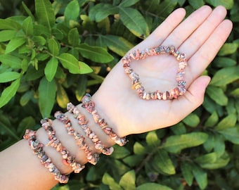 Leopard Skin Jasper Chip Bracelet - Jasper Gemstone Jewelry Gift for Her - Choose How Many
