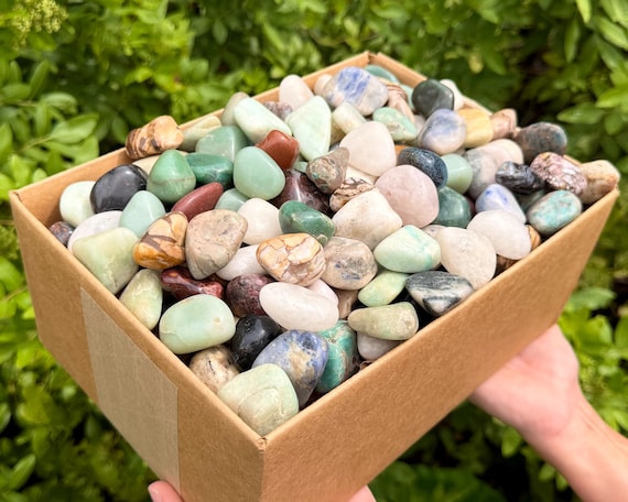 CRAZY CHEAP Box of Garden Mix Tumbled Stones From Brazil - WHOLESALE Bulk Lots