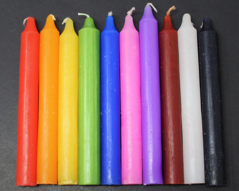 Set of 10 LARGE 6 Candles 10 Color Mixed Assortment Great Value, Long Burn Time afbeelding 5