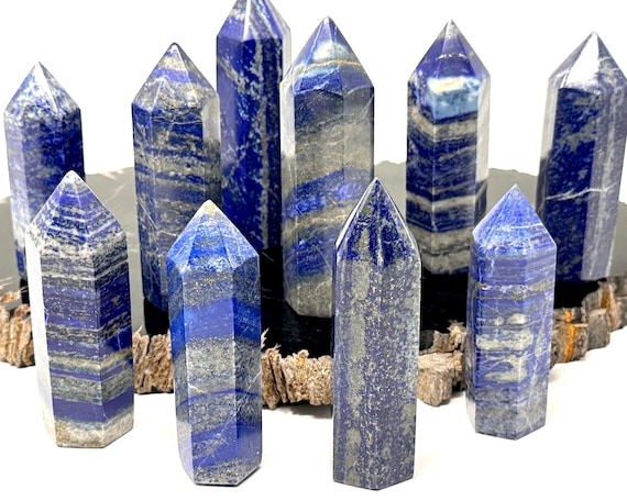 LARGE Lapis Obelisk, Natural Lapis Lazuli Crystal Towers 3 - 5" ('A' Grade Premium Quality 6-Sided Lapis Lazuli Obelisks, Healing Crystal)
