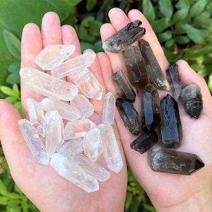 Clear Quartz & Smoky Quartz Crystal Points Mixed Assortment: Choose Ounces or lbs Wholesale Bulk Lots (Premium Quality)