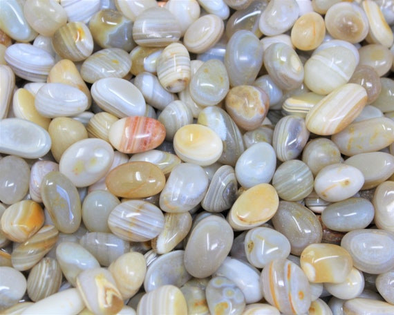 Banded Agate Tumbled Stones: Choose Ounces or lb Bulk Wholesale Lots ('A' Grade Tumbled Agate)