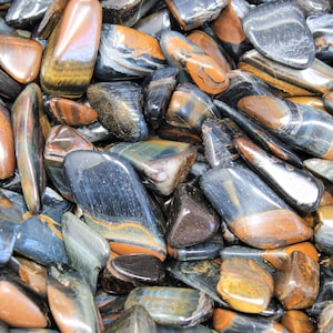 Blue Tiger Eye Tumbled Stones: Choose Ounces or lb Bulk Wholesale Lots (Premium Quality 'A' Grade)