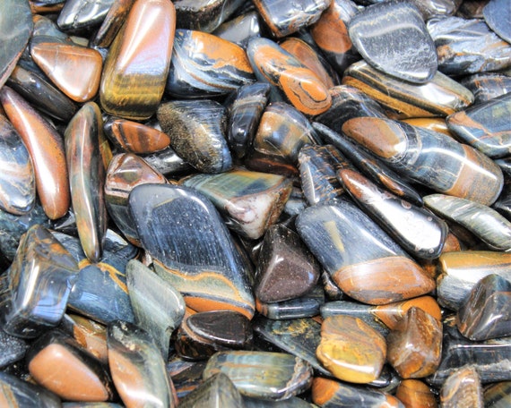 Blue Tiger Eye Tumbled Stones: Choose Ounces or lb Bulk Wholesale Lots (Premium Quality 'A' Grade)