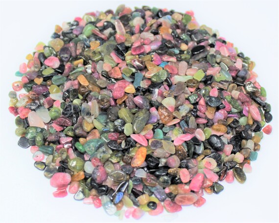 Rainbow Tourmaline Semi Tumbled Gemstone Mini Chips 5 - 8 mm: Choose Ounces or lb Loose Wholesale Bulk Lots (Rainbow Tourmaline Chips)