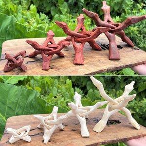 Wooden Tripod Stand - Carved Wooden Display Stand for Smudging & Display