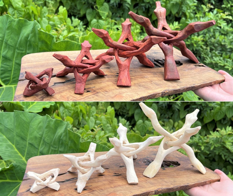 Wooden Tripod Stand - Carved Wooden Display Stand for Smudging & Display