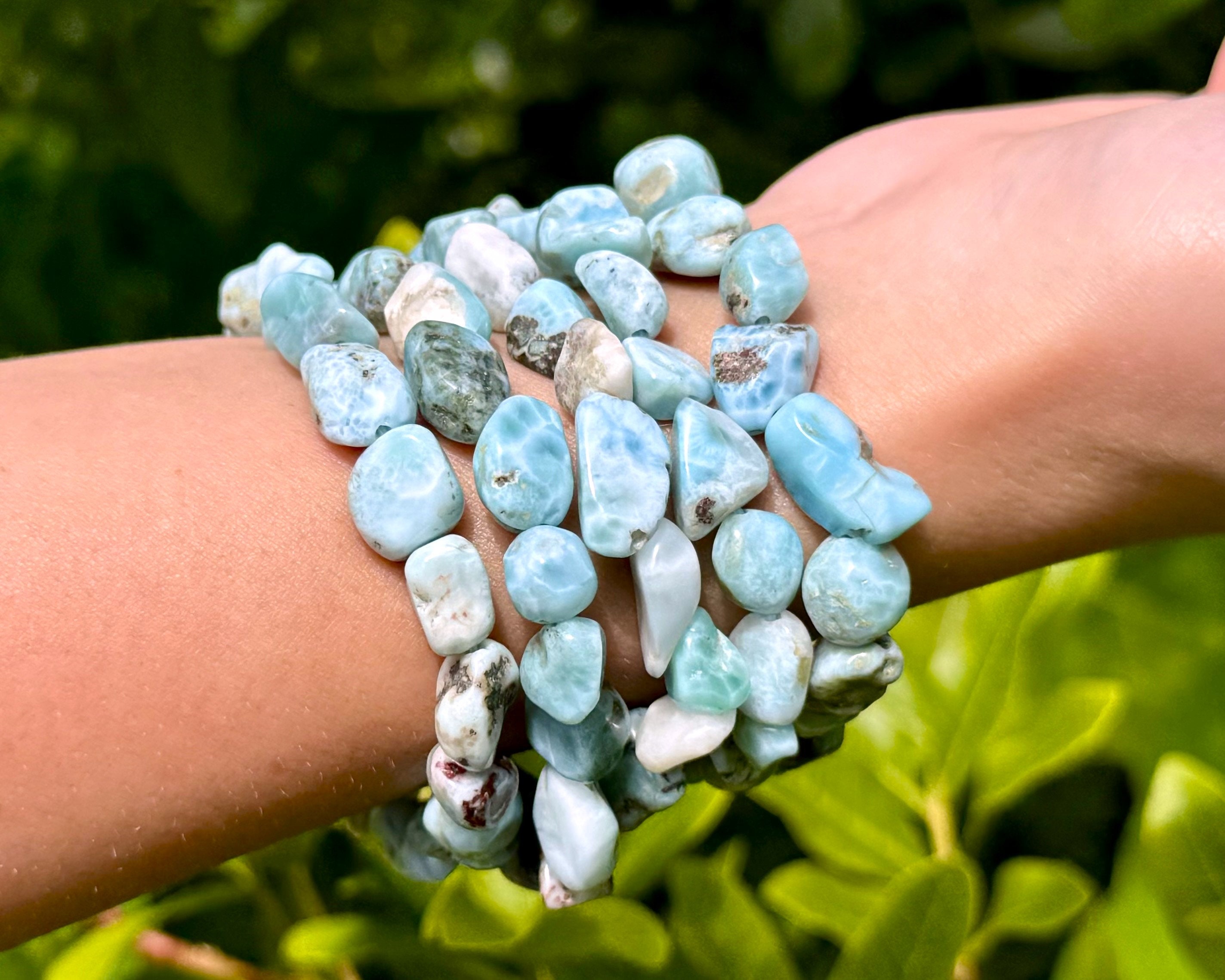 Larimar Stone Bracelet - Etsy Larimar Stone Bracelet - Etsy