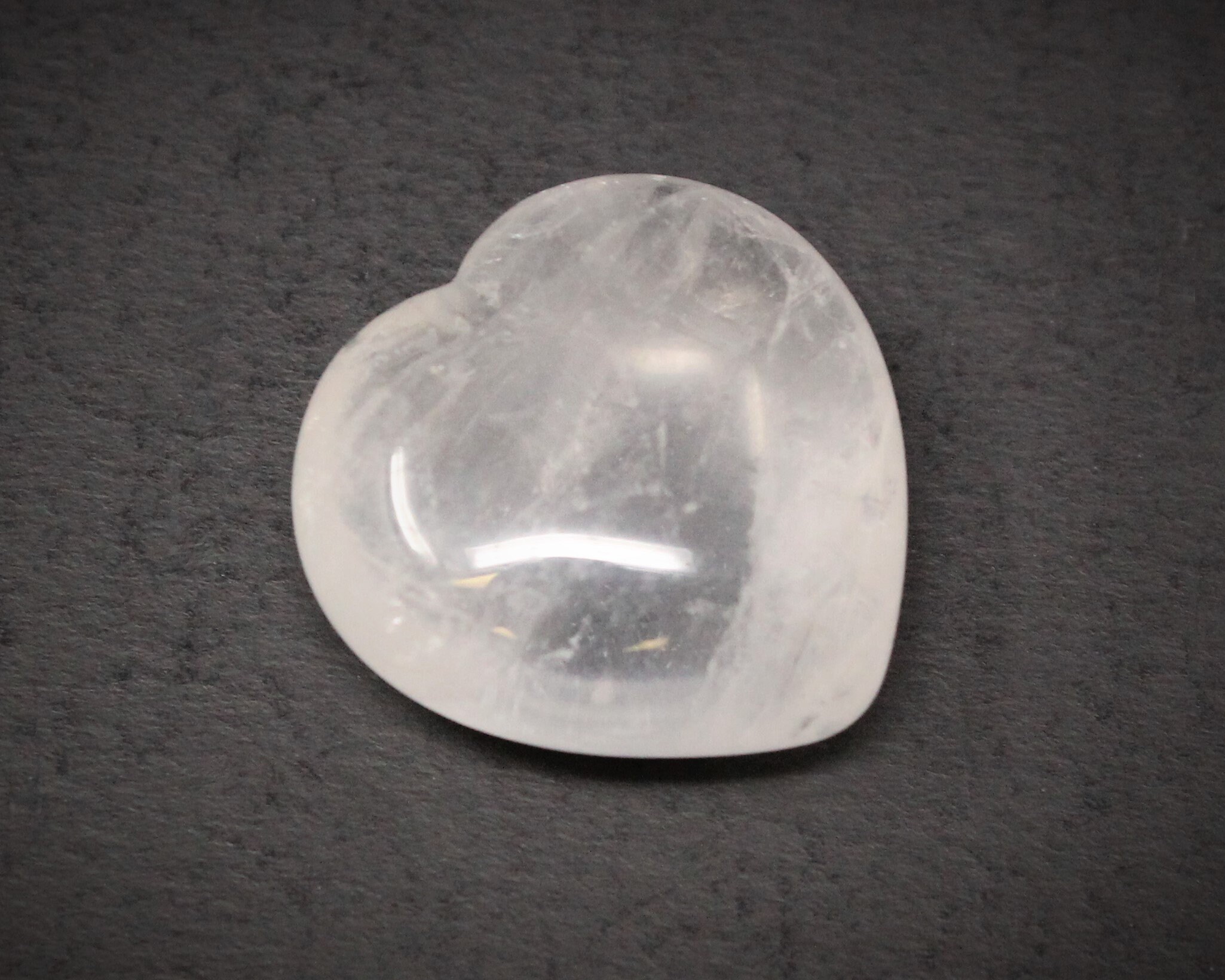 Clear Quartz Heart Stone 1 (Crystal Heart, Carved Gemstone Heart, Pocket Heart, Puffed Heart