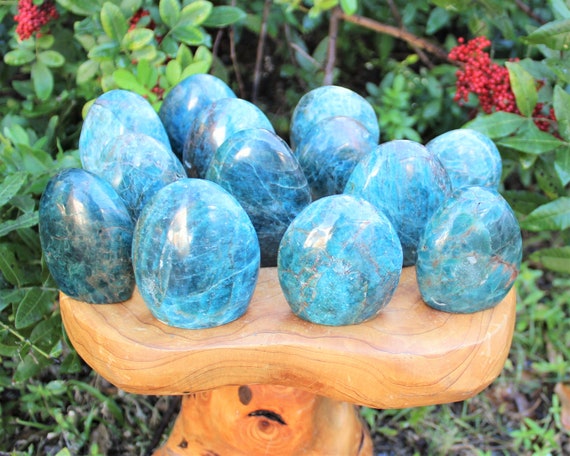 Polished Blue Apatite Freeform: Free Standing Display Specimens - Choose Size (Beautiful High Quality Blue Apatite Crystals from Madagascar)