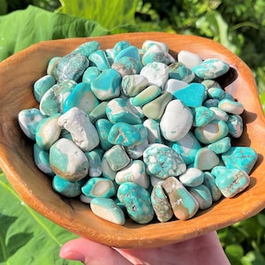 Turquoise Howlite Tumbled Stones: Choose Ounces or lb Bulk Wholesale Lots (Premium Quality 'A' Grade, Tumbled Turquoise Howlite)