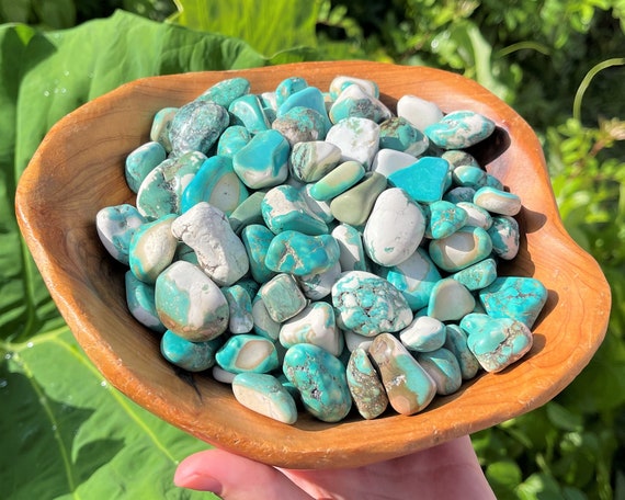 Turquoise Howlite Tumbled Stones: Choose Ounces or lb Bulk Wholesale Lots (Premium Quality 'A' Grade, Tumbled Turquoise Howlite)